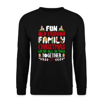 Altmodische Familienweihnacht Ugly Christmas - Unisex Pullover - Schwarz - Vorne - Alina (178cm) & Michal (187cm)