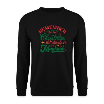 Remember the first Christmas Ugly Christmas - Unisex Pullover - Schwarz - Vorne - Alina (178cm) & Michal (187cm)