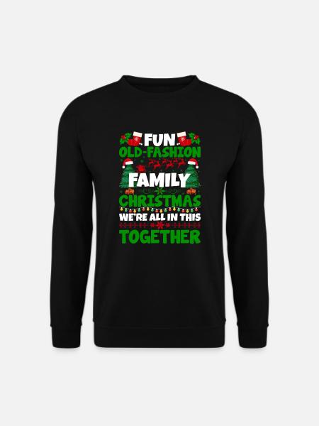 Familienweihnachten im alten Stil Norweger Muster - Unisex Pullover - Schwarz