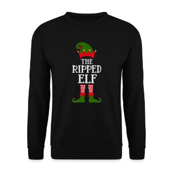 Der Muskel Elf Ugly Christmas Sweater - Unisex Pullover - Schwarz - Vorne - Alina (178cm) & Michal (187cm)