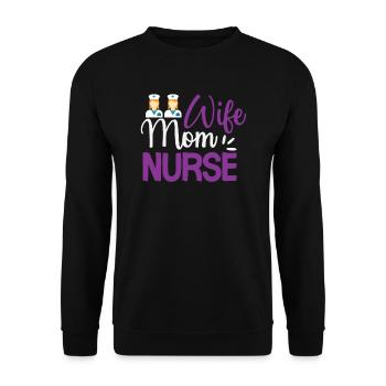 Femme Maman Infirmière - Sweat-shirt Unisexe - noir - Devant - Alina (178cm) & Michal (187cm)