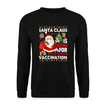 SANTA CLAUS COMES TO TOWN FOR VACCINATION - Unisex Sweatshirt - black - Front - Alina (178cm) & Michal (187cm)