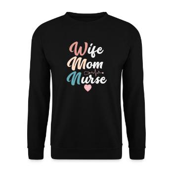 Wife Mom Nurse - Unisex Sweatshirt - black - Front - Alina (178cm) & Michal (187cm)