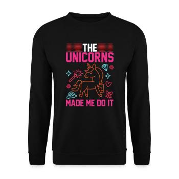 Einhorn Unicorn made me do it - Unisex Pullover - Schwarz - Vorne - Alina (178cm) & Michal (187cm)