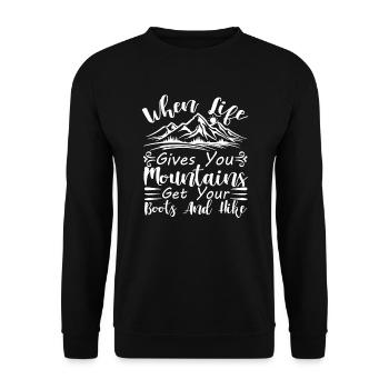 Wandern Natur Outdoor Berge - Unisex Pullover - Schwarz - Vorne - Alina (178cm) & Michal (187cm)