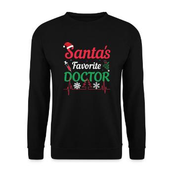 Der Arzt des Weihnachtsmannes Ugly Christmas - Unisex Pullover - Schwarz - Vorne - Alina (178cm) & Michal (187cm)