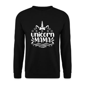Einhorn Mama Unicorn - Unisex Pullover - Schwarz - Vorne - Alina (178cm) & Michal (187cm)