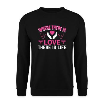 Là où il y a de l’amour, il y a une sœur - Sweat-shirt Unisexe - noir - Devant - Alina (178cm) & Michal (187cm)