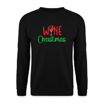 Wein Weihnachten Norwegermuster - Unisex Pullover - Schwarz - Vorne - Alina (178cm) & Michal (187cm)