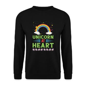 Licorne Einhorn au cœur - Sweat-shirt Unisexe - noir - Devant - Alina (178cm) & Michal (187cm)