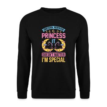 Unicorn mermaid doesn't matter. I'm special - Unisex Pullover - Schwarz - Vorne - Alina (178cm) & Michal (187cm)