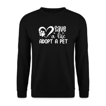 Sauver une vie Adopter un animal de compagnie - Sweat-shirt Unisexe - noir - Devant - Alina (178cm) & Michal (187cm)