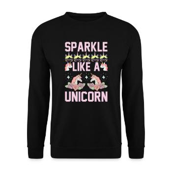 Glitzern wie ein Einhorn Unicorn - Unisex Pullover - Schwarz - Vorne - Alina (178cm) & Michal (187cm)