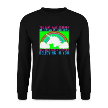 Licorne VOUS AVEZ PEUT-ÊTRE CESSÉ DE CROIRE - Sweat-shirt Unisexe - noir - Devant - Alina (178cm) & Michal (187cm)