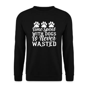 Time spent with dogs is never - Unisex Sweatshirt - black - Front - Alina (178cm) & Michal (187cm)