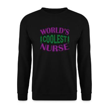 KRANKENSCHWESTER Worlds Coolest Nurse - Unisex Sweatshirt - black - Front - Alina (178cm) & Michal (187cm)