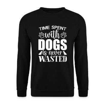 Time spent with dogs is never - Unisex Sweatshirt - black - Front - Alina (178cm) & Michal (187cm)