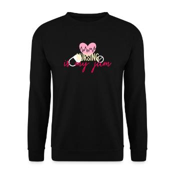 Krankenpflege ist meine Marmelade - Unisex Pullover - Schwarz - Vorne - Alina (178cm) & Michal (187cm)