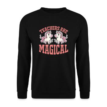 Lehrer sind magisch Unicorn - Unisex Pullover - Schwarz - Vorne - Alina (178cm) & Michal (187cm)