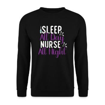 Schlafen Tag Krankenschwester die ganze Nacht - Unisex Pullover - Schwarz - Vorne - Alina (178cm) & Michal (187cm)