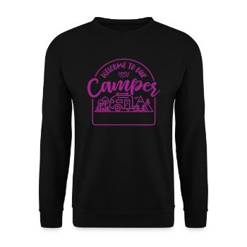 Bienvenue dans notre chemise de randonnée caravane - Sweat-shirt Unisexe - noir - Devant - Alina (178cm) & Michal (187cm)