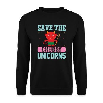 Sauvez les licornes potelées Licorne - Sweat-shirt Unisexe - noir - Devant - Alina (178cm) & Michal (187cm)