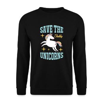 Sauvez les licornes potelées Licorne - Sweat-shirt Unisexe - noir - Devant - Alina (178cm) & Michal (187cm)