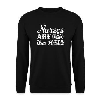 Nurses are our heroes - Unisex Sweatshirt - black - Front - Alina (178cm) & Michal (187cm)