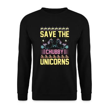 Sauvez les licornes potelées Licorne - Sweat-shirt Unisexe - noir - Devant - Alina (178cm) & Michal (187cm)