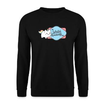 Einhorn Katze Unicorn - Unisex Pullover - Schwarz - Vorne - Alina (178cm) & Michal (187cm)