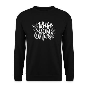 Wife Mama Nurse - Unisex Sweatshirt - black - Front - Alina (178cm) & Michal (187cm)