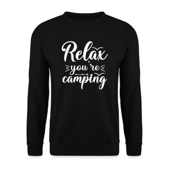 Entspannen, auf dem Campingplatz Wandershirt - Unisex Pullover - Schwarz - Vorne - Alina (178cm) & Michal (187cm)