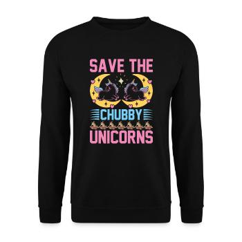 Sauvez les licornes potelées Licorne - Sweat-shirt Unisexe - noir - Devant - Alina (178cm) & Michal (187cm)
