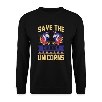 Sauvez les licornes potelées Licorne - Sweat-shirt Unisexe - noir - Devant - Alina (178cm) & Michal (187cm)