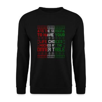 DIE JAHRESZEIT, DER LEBENSENTSCHEIDUNGEN - Unisex Pullover - Schwarz - Vorne - Alina (178cm) & Michal (187cm)
