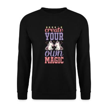Einhorn UNICORN Créer de la magie - Sweat-shirt Unisexe - noir - Devant - Alina (178cm) & Michal (187cm)