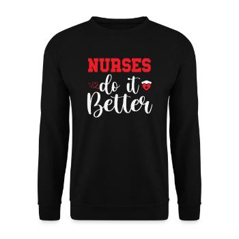 NURSES DO IT BETTER - Unisex Sweatshirt - black - Front - Alina (178cm) & Michal (187cm)