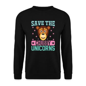 Sauvez les licornes potelées Licorne - Sweat-shirt Unisexe - noir - Devant - Alina (178cm) & Michal (187cm)