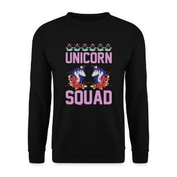 Einhorn Unicorn Squad - Unisex Pullover - Schwarz - Vorne - Alina (178cm) & Michal (187cm)