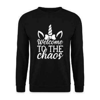 Welcome to Chaos Unicorn - Unisex Sweatshirt - black - Front - Alina (178cm) & Michal (187cm)