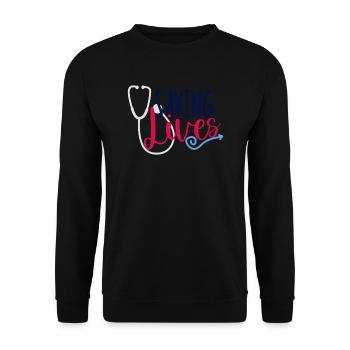 Nurse saves lives - Unisex Sweatshirt - black - Front - Alina (178cm) & Michal (187cm)