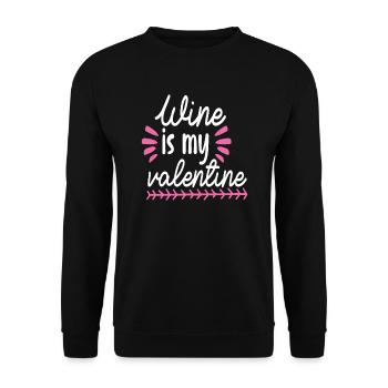 Le vin est ma Saint-Valentin - Sweat-shirt Unisexe - noir - Devant - Alina (178cm) & Michal (187cm)