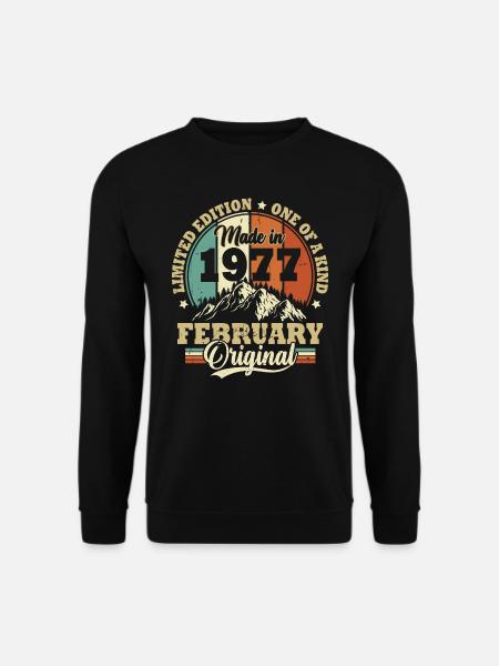 Geburtstagsgeschenk Februar 1977 Vintage Retro - Unisex Pullover - Schwarz