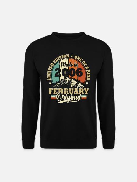 Geburtstagsgeschenk Februar 2006 Vintage Retro - Unisex Pullover - Schwarz