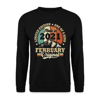 Cadeau D'anniversaire Février 2021 Vintage Rétro - Sweat-shirt Unisexe - noir - Devant - Alina (178cm) & Michal (187cm)