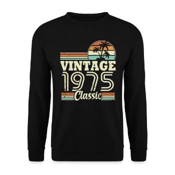 Vintage 1975 Classic, Cadeau D'anniversaire 48 Ans - Sweat-shirt Unisexe - noir - Devant - Alina (178cm) & Michal (187cm)