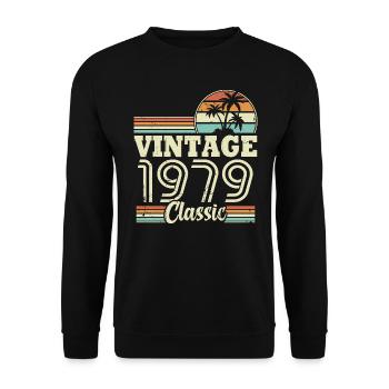 Vintage 1979 Classic, Cadeau D'anniversaire 44 Ans - Sweat-shirt Unisexe - noir - Devant - Alina (178cm) & Michal (187cm)