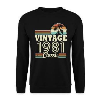 Vintage 1981 Classic, Cadeau D'anniversaire 42 Ans - Sweat-shirt Unisexe - noir - Devant - Alina (178cm) & Michal (187cm)