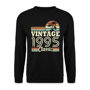 Vintage 1995 Classic, Cadeau D'anniversaire 28 Ans - Sweat-shirt Unisexe - noir - Devant - Alina (178cm) & Michal (187cm)