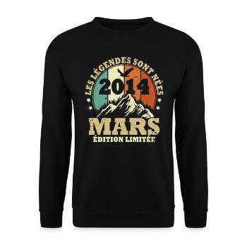 Les légendes sont nées en Mars 2014 Vintage - Sweat-shirt Unisexe - noir - Devant - Alina (178cm) & Michal (187cm)